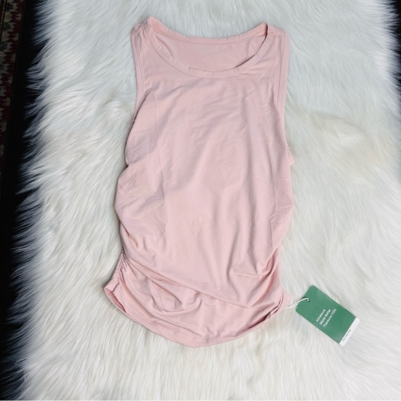 Halara Light Pink Ruched Racerback Yoga Tank - Picture 2 of 8